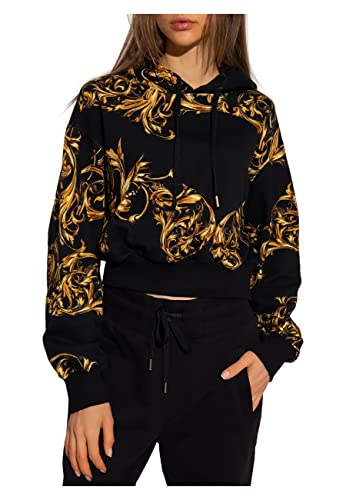 Versace Jeans Couture Sudadera con Capucha para Mujer Print Garland Modelo 72HAI314 FS019 Color Negro. (40)