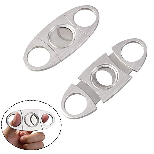 Vicloon Bolsillo Cigar Cutter Acero Inoxidable Doble Hoja, Bolsillo Cortador De Puros, Tijeras para Cigarros