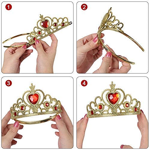 Vicloon Princesa Vestir Accesorios 8Pcs Regalo Conjunto de Belleza Corona Anillo Sceptre Collar Pendientes Guantes para Niña (Amarillo)…