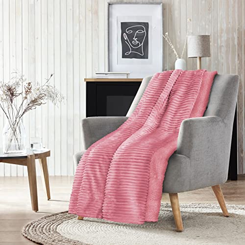 Victorio & Lucchino Manta Plaid Canale con Borreguito Sherpa al Tono - Manta Suave para el Sofa o para Cama (VL-80510) (130x160cm, Rosa)