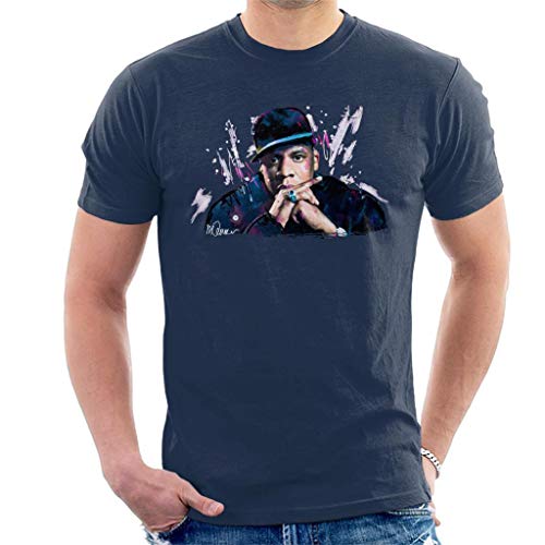 VINTRO Jay Z The Black Album - Camiseta para Hombre, diseño con Texto Retrato Original por Sidney Maurer Azul Azul Marino XXL