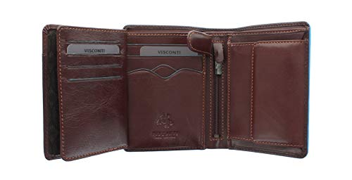 Visconti Colección Alps Ralph Cartera de Bi-Pliegue de Cuero con Protección RFID - ALP87 Marrón