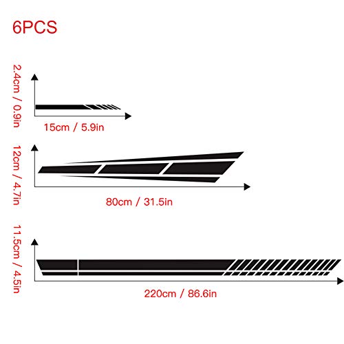 vitihipsy 6 pegatinas de rayas laterales para coche, pegatinas de vinilo para el cuerpo del coche, pegatinas de rayas para el coche, para decoración del coche