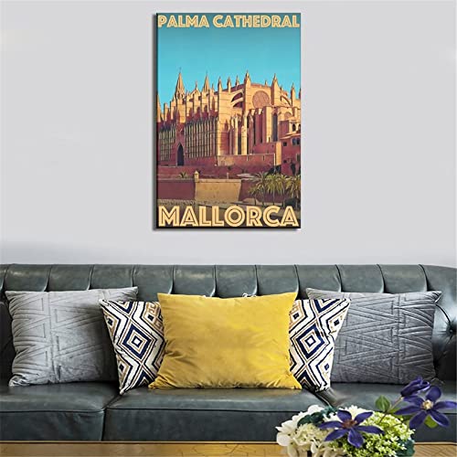 VOUERD Sin Marco 60X90cm Imprimir en Cartel de Lienzo  Mallorca Palma Catedral Cuadro CanvaArt