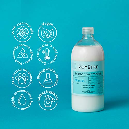 Voyetre Suavizante Concentrado para lavadora – Natural, vegano, fórmula biodegradable [1L – 28 lavados] (White Lily)