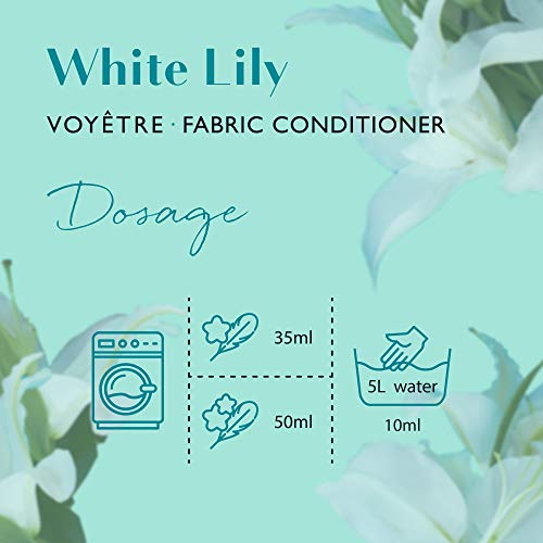 Voyetre Suavizante Concentrado para lavadora – Natural, vegano, fórmula biodegradable [1L – 28 lavados] (White Lily)