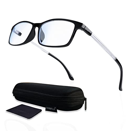 VVDQELLA Gafas Presbicia Hombre/Mujere Montura en TR90 Lentes Premium y Rectangular Anti Luz Azul Contra UV Gafas Lectura (2.75 x, Black Glasses)