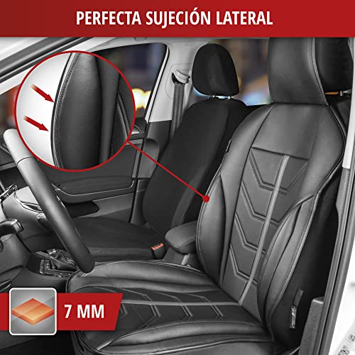 WALSER Cubierta del Asiento del Coche Kimi La Cubierta del Asiento Universal y la Almohadilla projoectora en Negro - Gris Asiento para Coche y Camiones en la Mirada de Las Carreras