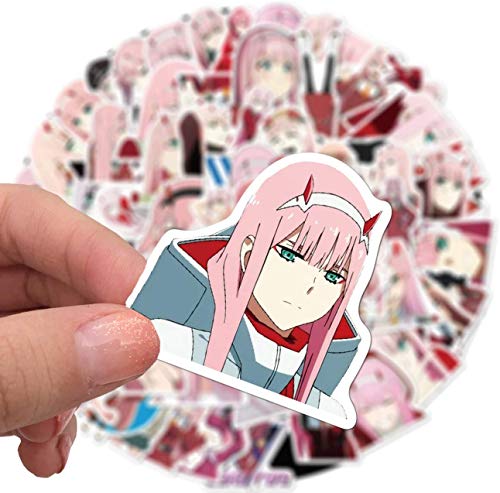 WayOuter Pegatinas Darling in the FRANXX 02 100 Piezas de Pegatinas de Anime para niños, monopatín para Ordenador portátil, Pegatina Impermeable para Coche