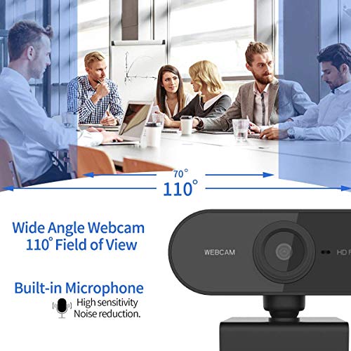 Webcam con micrófono, cámara web HD 1080p, cámara web para ordenador, enfoque automático Plug and Play, cámara USB para ordenador portátil, PC/Mac, estudio en línea