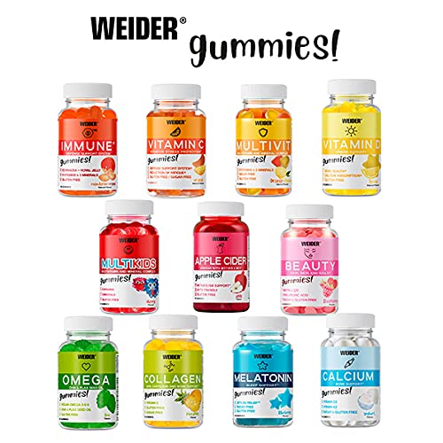 Weider Beauty Gummies. Gominolas para el cuidado de la piel, pelo y uñas. Sin Azúcares y Sin Gluten. 40 gummies. Sabor frambuesa.