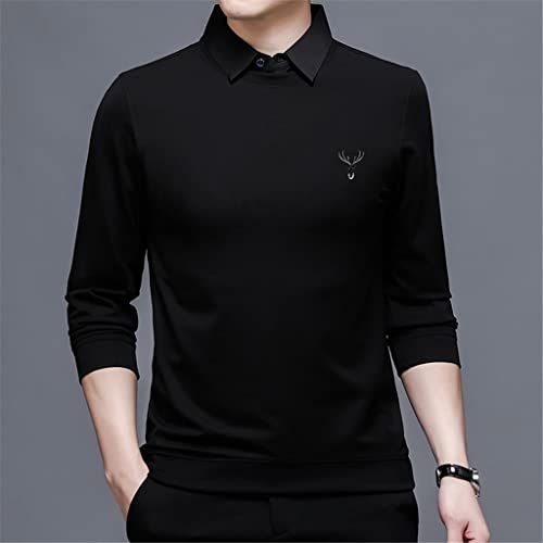 WGHJK Plaid Moda Cuello Punto Suéter Jersey Caída Casual Black Collar Pullover Men's (Color : A, Size : 4XL code)