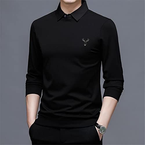 WGHJK Plaid Moda Cuello Punto Suéter Jersey Caída Casual Black Collar Pullover Men's (Color : A, Size : 4XL code)