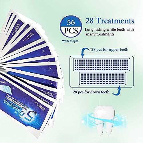 White Tiras Blanqueadoras Dientes 5D Schloss,56 Teeth Whitening Strips con Adherencia única,Blanqueador Dental de Dientes Rico en Factores Blanqueadores y Antialérgicos,Cómodas Libres de ácido Dental