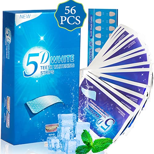 White Tiras Blanqueadoras Dientes 5D Schloss,56 Teeth Whitening Strips con Adherencia única,Blanqueador Dental de Dientes Rico en Factores Blanqueadores y Antialérgicos,Cómodas Libres de ácido Dental