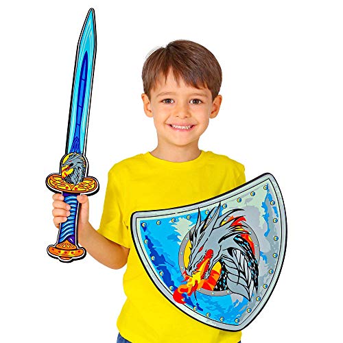 WIDMANN 97306 – Espada y escudo de espuma suave, para niños, caballeros, espada de juego, arma de juego, fiesta temática, carnaval