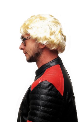 WIG ME UP- 3296-ZA615 Peluca para Hombres Carnaval Halloween Rubio Claro Popstar Gigolo