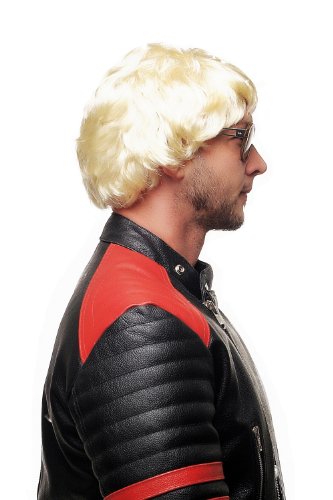 WIG ME UP- 3296-ZA615 Peluca para Hombres Carnaval Halloween Rubio Claro Popstar Gigolo