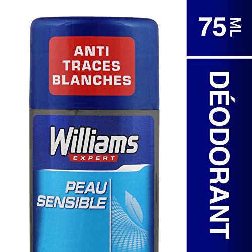 Williams Expert Déodorant Homme Stick Antibactérien Protection 24h Anti-Trances Blanches et Anti-Odeurs Formule Testée Dermatologiquement, pour les Peaux Sensibles (Lot de 6x75ml)