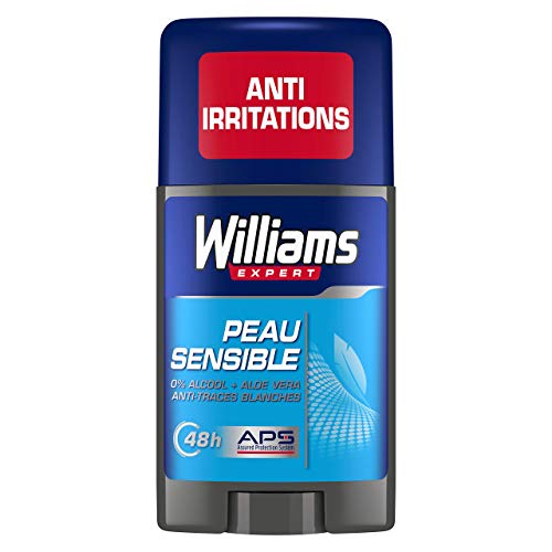 Williams Expert Déodorant Homme Stick Antibactérien Protection 24h Anti-Trances Blanches et Anti-Odeurs Formule Testée Dermatologiquement, pour les Peaux Sensibles (Lot de 6x75ml)