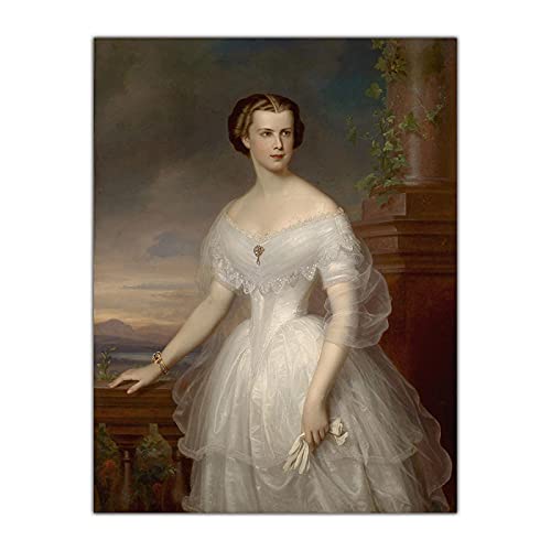 Winterhalter 《Elisabeth Emperatriz de Austria》 Cuadro de reproducción de arte de pintura en lienzo para la decoración del dormitorio de la sala de estar 30x40cm Sin marco