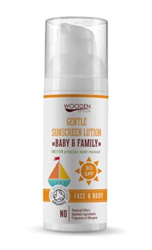 Wooden Spoon - Crema solar orgánica, botella grande, 100 ml, 30 SPF, producida a mano, certificada por la asociación de suelos, con óxido de zinc