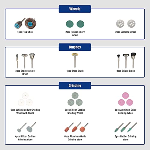 WORKPRO Juego de Accesorios Multiusos para Herramientas Rotativas Molienda Lijado Pulido Cepillo Equipo de Corte 276 piezas