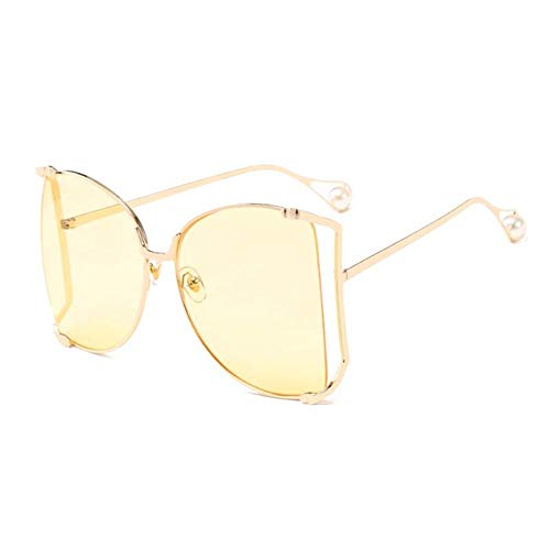 WPHH De Moda De Gafas De Sol De Las Mujeres Grande Y Cuadrado Gafas De Sol De Decoración Gato Ojo Gafas Tipo Mariposa para Mujer,Amarillo