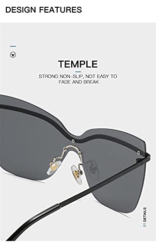 WQZYY&ASDCD Gafas de Sol Gafas De Sol De Moda De Gran Tamaño con Ojo De Gato para Mujer, Gafas De Metal con Espejo Antirreflectante, Gafas De Sol para Exteriores, Uv400-Smoky_Gray