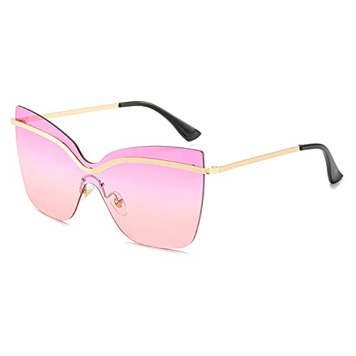 WQZYY&ASDCD Gafas de Sol Gafas De Sol De Moda De Gran Tamaño con Ojo De Gato para Mujer, Gafas De Metal con Espejo Antirreflectante, Gafas De Sol para Exteriores, Uv400-Smoky_Gray