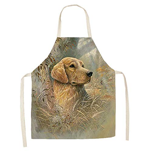 wsxcfyjh Delantal Cocina Baberos Delantales De Cocina con Estampado De Tema De Perro De Lino Unisex Cena Fiesta Babero De Cocina Delantal Divertido Delantal De Limpieza-7_55X68Cm_For_Adult