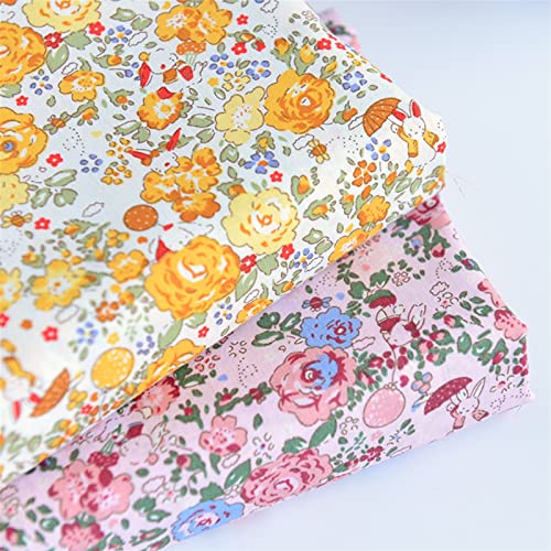 XAODUNH Tela de costura de popelín de algodón pastoral floral, 145 x 50 cm, tela para ropa de cama para corredor de mesa, silla, falda de lazo para decoración de costura (color : 16, tamaño: gratis)