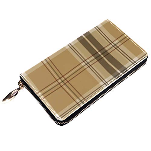 XCNGG Cartera de Cuero Carteras de Rayas Marrones oscuras Tarjetero Clutch con Muchos Bolsillos para Mujeres Hombres Niñas Niños Cartera pequeña y compacta Plegable