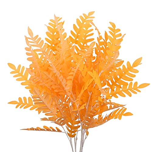 XHXSTORE 4pcs Rama de Planta Otoño Artificial 95cm Helecho Artificial Exterior Decoracion Flores de Plastico Arbusto Naranja para Hojar Maceta Patio Jarrones Halloween Acción de Gracias Interior