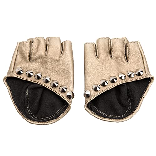 XIANGL Guantes Femeninos Moda Mujeres PU Motocicleta de Cuero Bicicleta Coche sin Dedos Actuaciones Guantes Guantes sin Dedos for la Aptitud (Color : Verde, Size : Gratis)