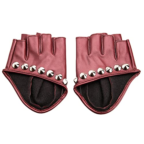 XIANGL Guantes Femeninos Moda Mujeres PU Motocicleta de Cuero Bicicleta Coche sin Dedos Actuaciones Guantes Guantes sin Dedos for la Aptitud (Color : Verde, Size : Gratis)