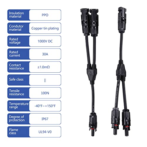 Y-Conectores Solares, Un par de cables conectores para panel solar, tipo Y, y hembra, cables y conectores para placas solares