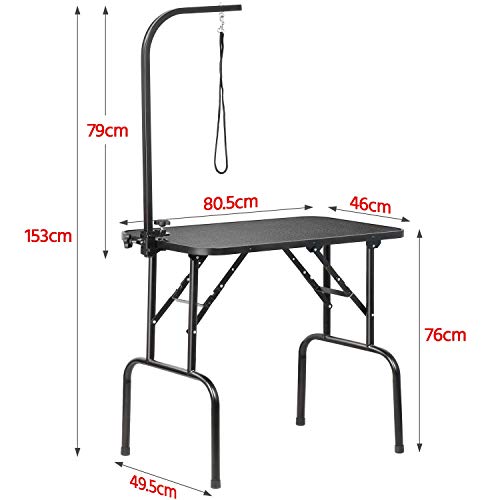 Yaheetech Mesa de Peluqueria Canina Plegable Mesa de Aseo para Perro Mascotas Antideslizante Carga 100Kg Altura Regulable