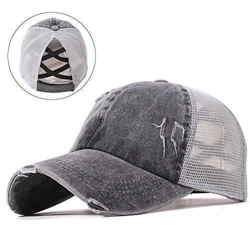 YAMEE Gorra de béisbol para verano y mujer, gorra de verano, gorra deportiva para hombre, gorra para el exterior, protección solar, gorra de béisbol ajustable 2 gris oscuro Talla única