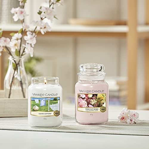 Yankee Candle Fresh Cut Roses Vela Aromática en Frasco Grande, Rosa, 623 g