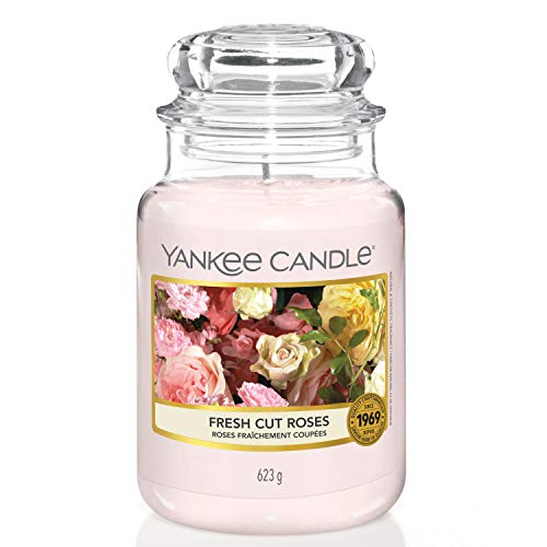 Yankee Candle Fresh Cut Roses Vela Aromática en Frasco Grande, Rosa, 623 g