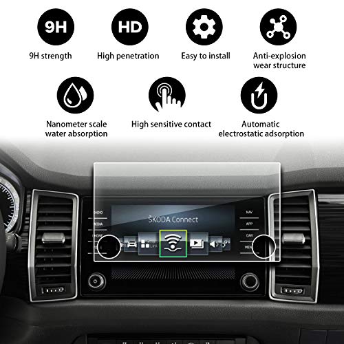 YEEPIN Protector Pantalla para 2017 2018 Skoda Kodiaq Navegación Cristal Templado Vidrio Templado - Dureza 9H (8 Pulgadas)