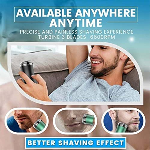 Yeky Men Electric Portable Travel Shaver, Mini Pocket Size Rotary Razor for Men, Electric Razor for Men with Sharp Trilobal Blade, Easy to Clean, Suitable for Carrying Around (E)