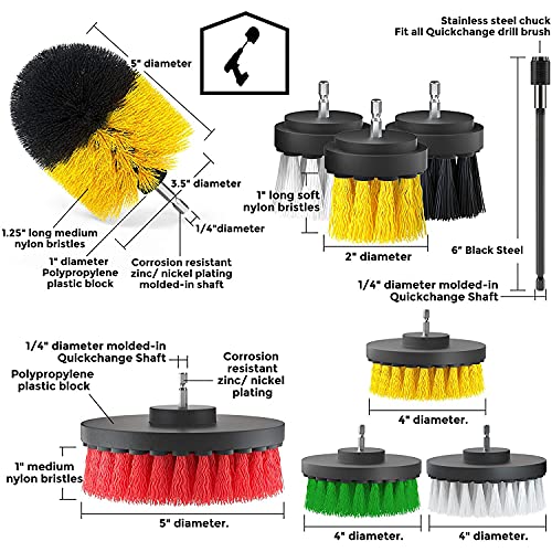 YIHATA Cepillo Limpieza Taladro de Limpieza, Kit Multifuncional Cepillo Electrico para Limpieza Coche Cocina Baño Piso (25 Piezas)