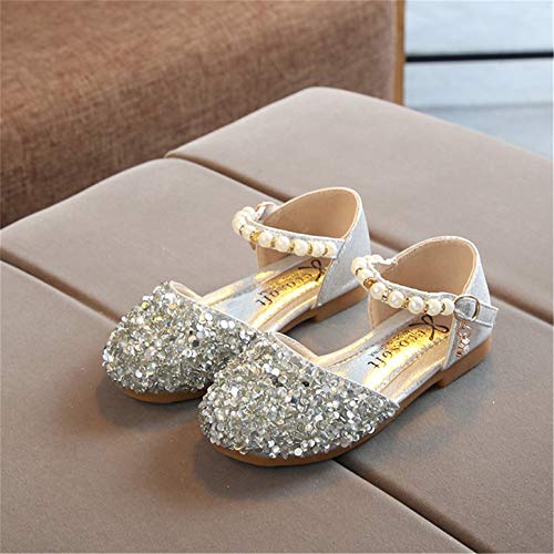 YOSICIL Bebé Niñas Zapatos de La Princesa de Lentejuelas Tacón Bajo Antideslizante Zapatillas de Ballet Latino Planos Zapatos de Fiesta Formal Cumpleaños Boda EU 21-36 Infantil 1-12 Años