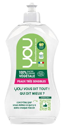 YOU - Líquido de vajilla ecológico para pieles muy sensibles y almendra dulce, Pack de 2 x 500 ml