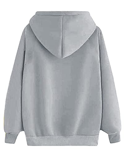 Yuson Girl Sudadera con Capucha de Mujer con Bolsillo Tipo Canguro de Manga Larga Sólida y cómoda Sudadera con Capucha de Manga Larga Otoño/Invierno(Gris ,XL)