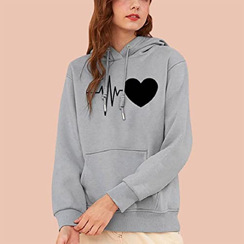 Yuson Girl Sudadera con Capucha de Mujer con Bolsillo Tipo Canguro de Manga Larga Sólida y cómoda Sudadera con Capucha de Manga Larga Otoño/Invierno(Gris ,XL)