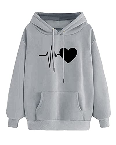 Yuson Girl Sudadera con Capucha de Mujer con Bolsillo Tipo Canguro de Manga Larga Sólida y cómoda Sudadera con Capucha de Manga Larga Otoño/Invierno(Gris ,XL)