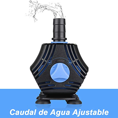 Zacro Bomba Sumergible Bomba de Agua 650L / H, Bomba de Agua Ultra Silencioso de 10W con 4 Ventosas y 2 Boquillas (13/8 mm) para Acuario, Pecera, Jardín, Estanque